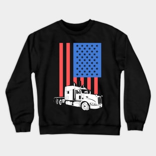 Truck Driver American Flag Shirt gift Crewneck Sweatshirt